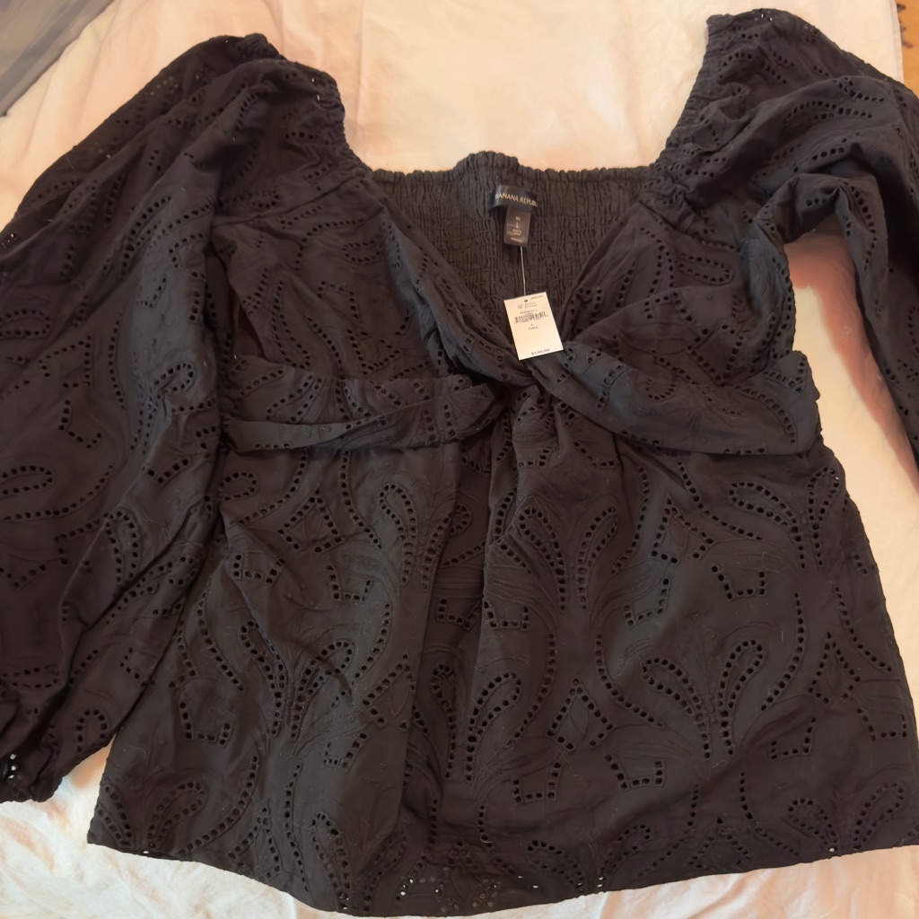 Banana Republic Black, Smocked Dressy Top Large/Tall